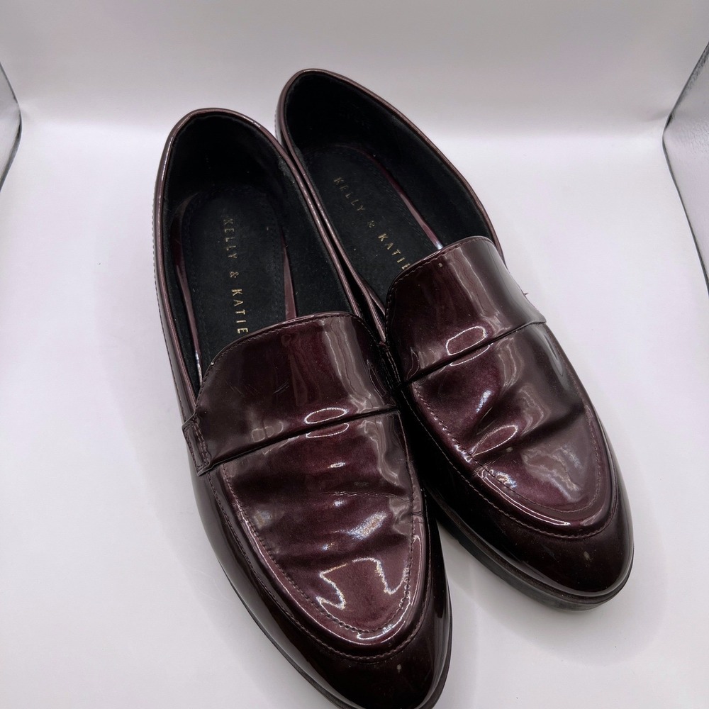 Kelly & Katie Loafers Women's US 8.5 Burgundy Leather Slip On Shoes Academia - Picture 4 of 9